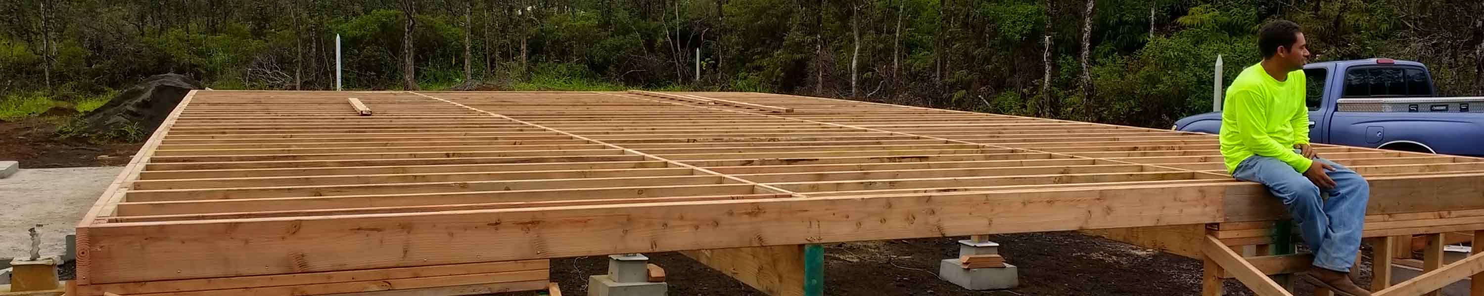 A freshly constructed flooring frame