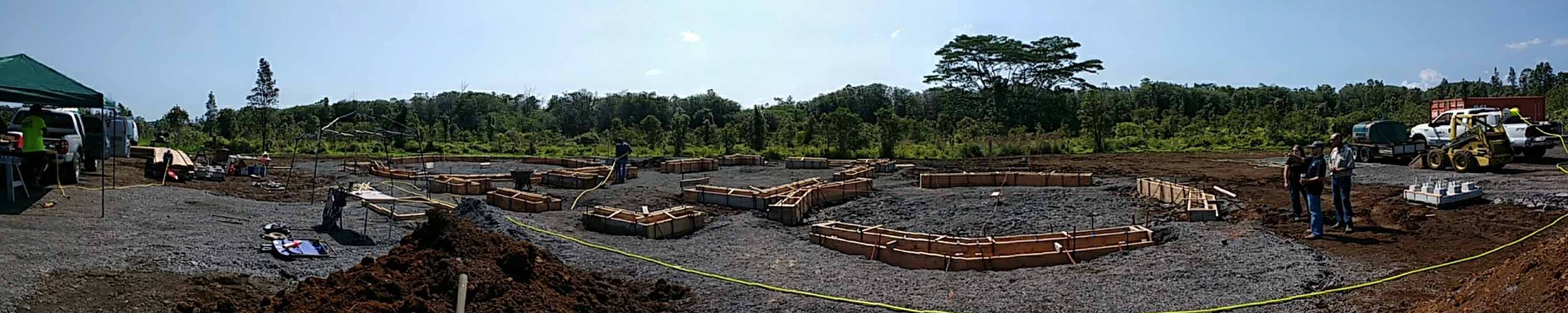 Construction the platforms for the two yurts at the sanctuary